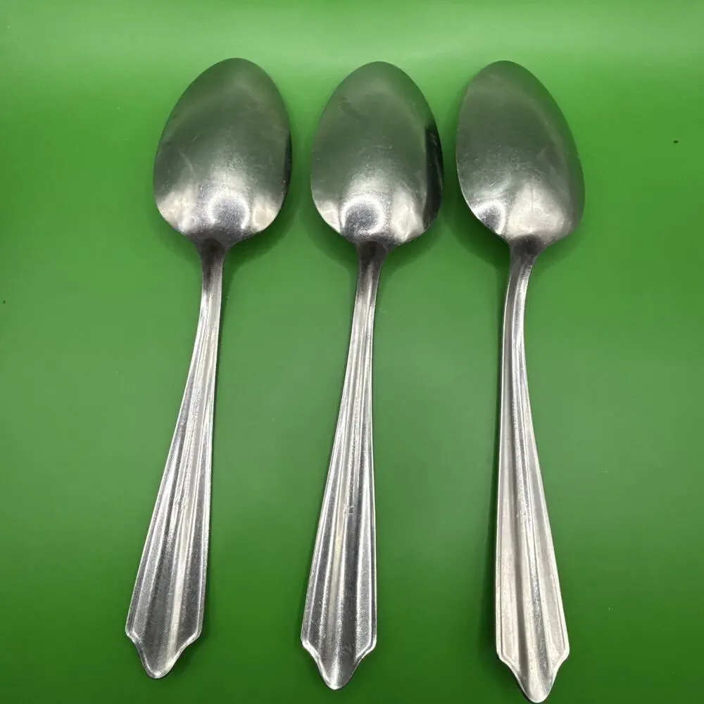(3) Royal Allegheny RFL9 Oval Soup Table Spoon Place Stainless Outline 7 1/4 In
